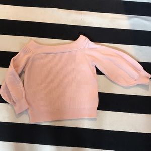 Anthropologie Moth pink puffy sleeve sweater